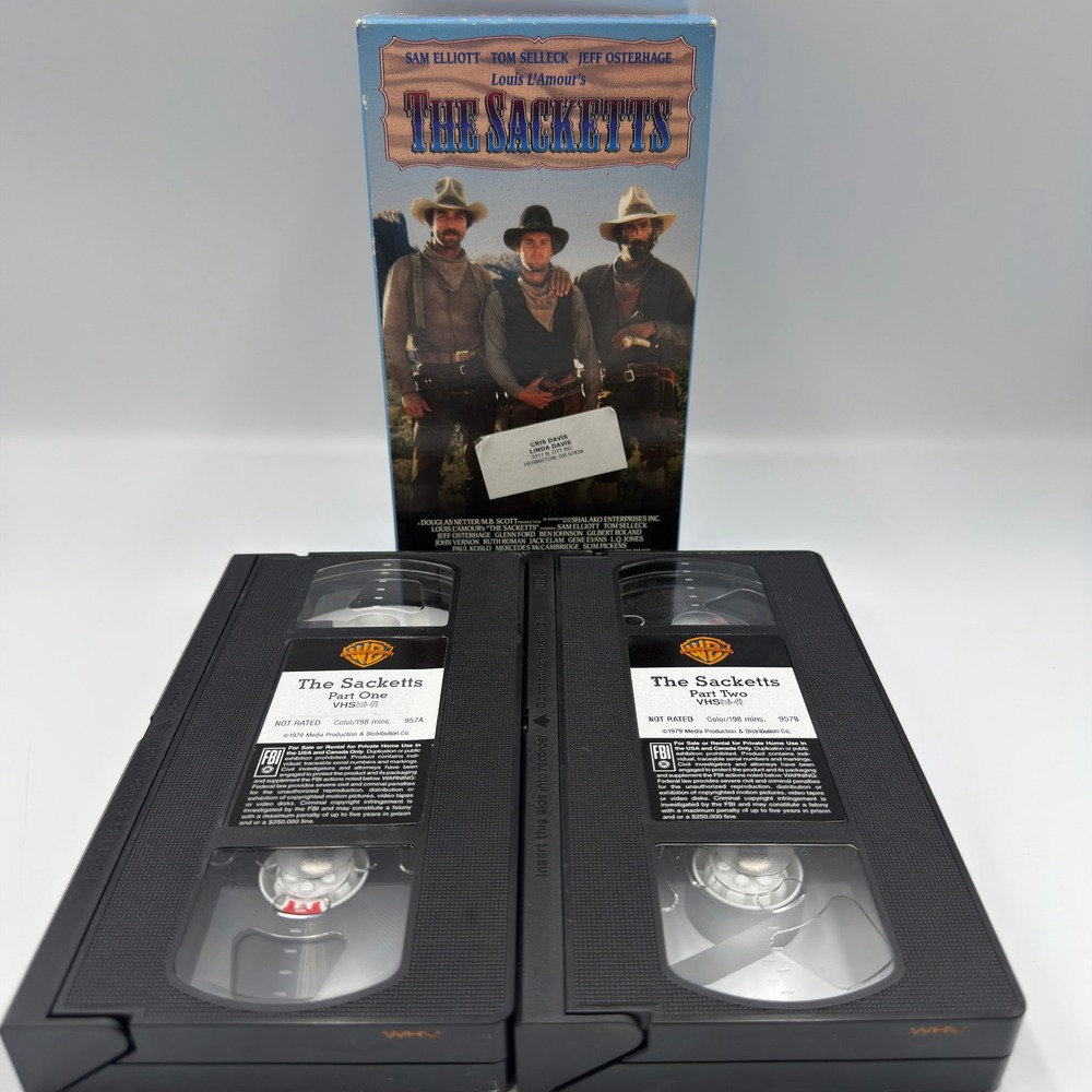 The Sacketts VHS Warner Home Video Sam Elliott Tom Selleck Western 2 Tape Set